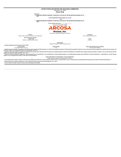 Miniature Arcosa
 Rapport trimestriel 2025-q2