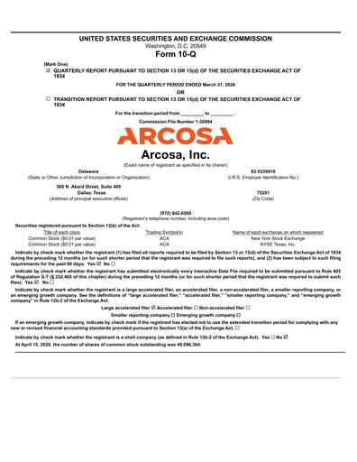 Miniature Arcosa
 Rapport trimestriel 2026-q1