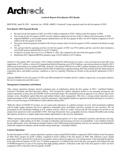 Thumbnail Archrock Quarterly Report 2021-q1