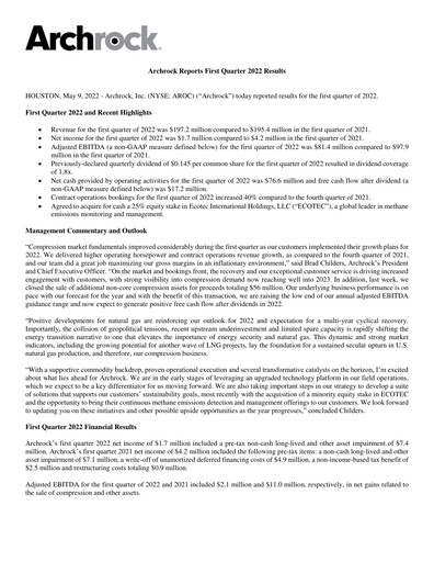 Thumbnail Archrock Quarterly Report 2022-q1