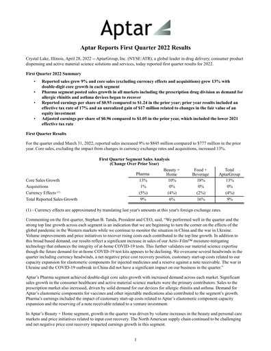 Thumbnail AptarGroup Quarterly Report 2022-q1