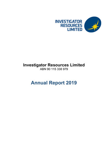 Thumbnail Investigator Resources Annual Report 2019