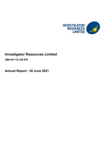 Thumbnail Investigator Resources Annual Report 2021