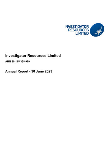Thumbnail Investigator Resources Annual Report 2023