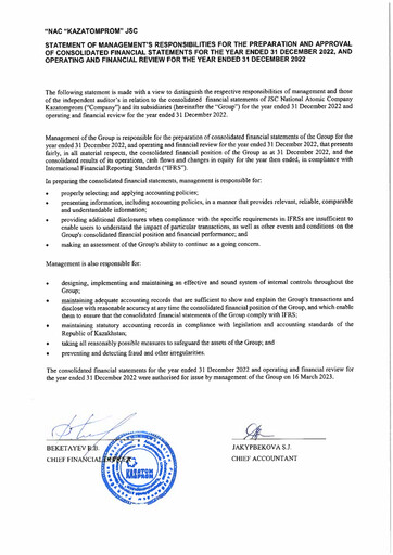 Thumbnail Kazatomprom Financial Statement 2022