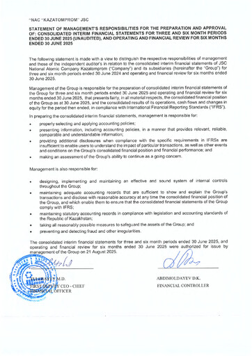 Thumbnail Kazatomprom Financial Statement 2025-h1