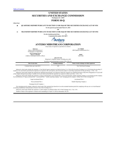 Thumbnail Antero Midstream
 Quarterly Report 2024-q1