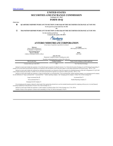 Thumbnail Antero Midstream
 Quarterly Report 2026-q2