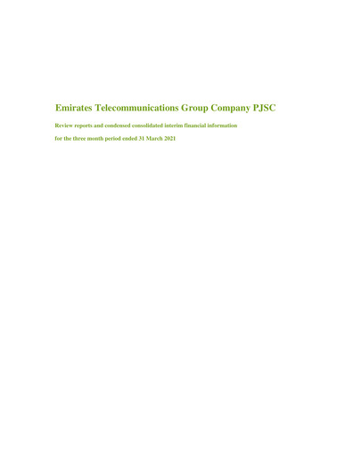 Thumbnail Emirates Telecom (Etisalat Group) Quarterly Report 2021-q1
