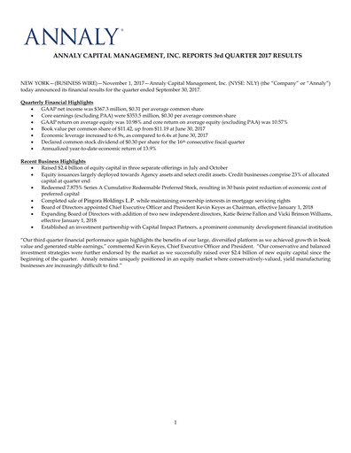 Thumbnail Annaly Capital Management
 Quarterly Report 2017-q3