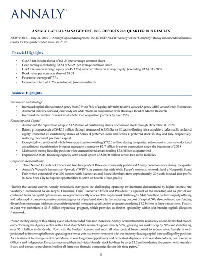 Thumbnail Annaly Capital Management
 Quarterly Report 2019-q2