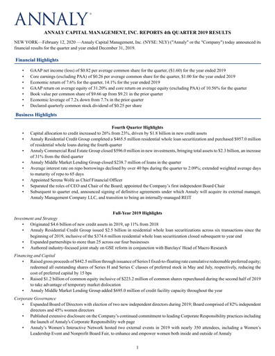 Thumbnail Annaly Capital Management
 Quarterly Report 2019-q4