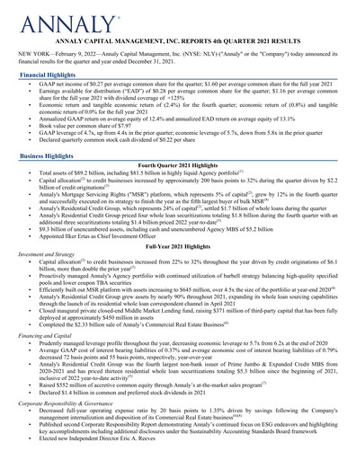 Thumbnail Annaly Capital Management
 Quarterly Report 2021-q4