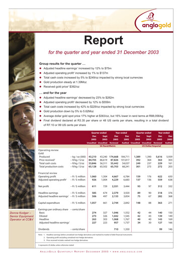 Thumbnail AngloGold Ashanti
 Financial Statement 2003