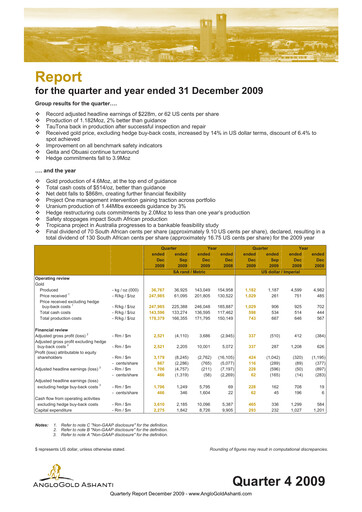 Thumbnail AngloGold Ashanti
 Financial Statement 2009