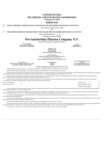Miniature NewAmsterdam Pharma Company Rapport annuel 2025