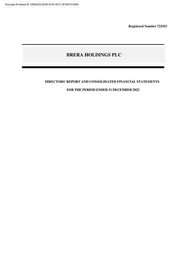 Vorschaubild Brera Holdings Finanzmitteilung 2022