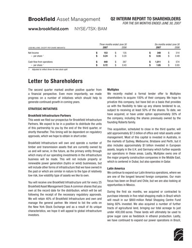 Thumbnail Brookfield Corporation Quarterly Report 2007-q2