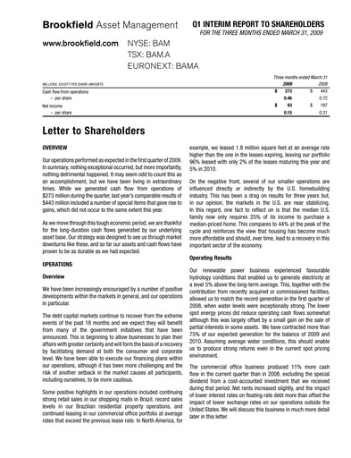 Thumbnail Brookfield Corporation Quarterly Report 2009-q1