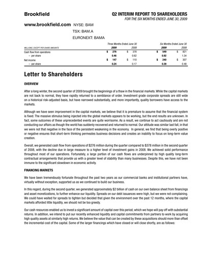 Thumbnail Brookfield Corporation Quarterly Report 2009-q2