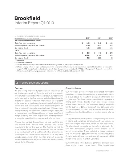 Thumbnail Brookfield Corporation Quarterly Report 2010-q1