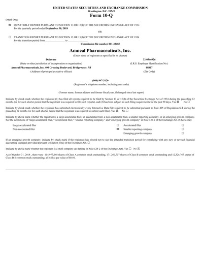 Thumbnail Amneal Pharmaceuticals
 Quarterly Report 2018-q3