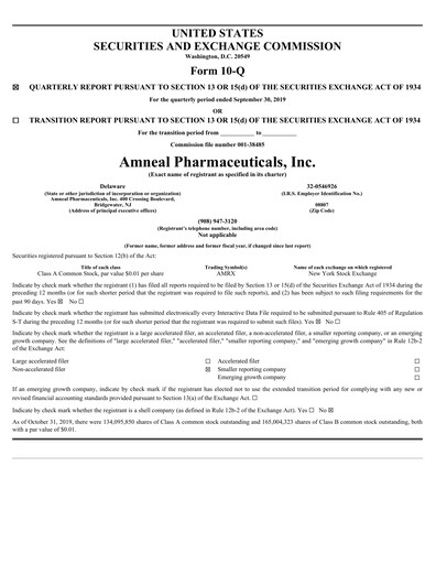 Thumbnail Amneal Pharmaceuticals
 Quarterly Report 2019-q3