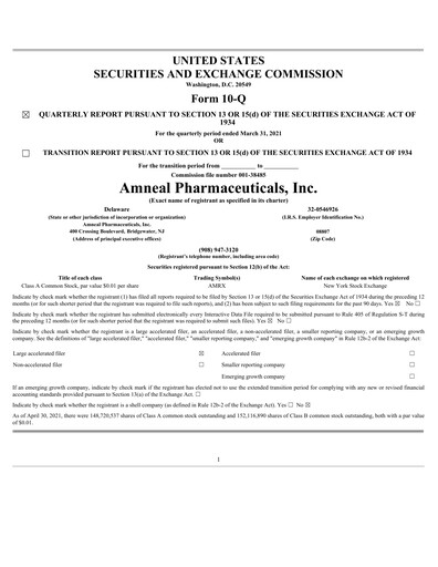 Thumbnail Amneal Pharmaceuticals
 Quarterly Report 2021-q1