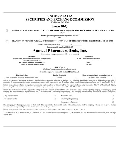 Thumbnail Amneal Pharmaceuticals
 Quarterly Report 2021-q3