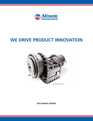 Thumbnail Allison Transmission
 Annual Report 2013