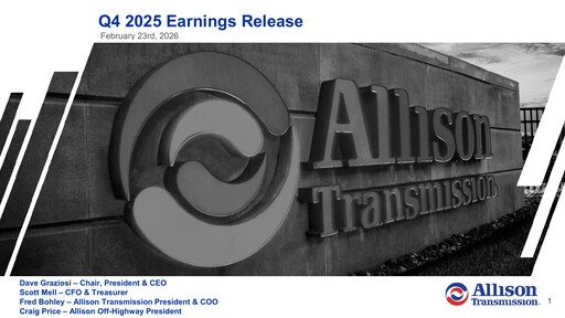 Thumbnail Allison Transmission
 Quarterly Report 2025-q4