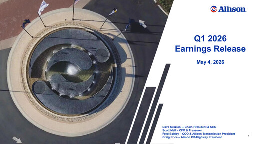 Thumbnail Allison Transmission
 Quarterly Report 2026-q1