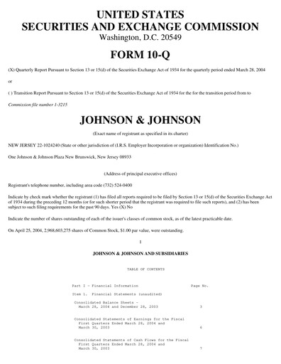Miniature Johnson & Johnson Rapport trimestriel 2004-q1