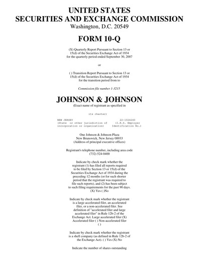 Miniature Johnson & Johnson Rapport trimestriel 2007-q3