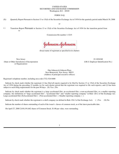 Miniature Johnson & Johnson Rapport trimestriel 2008-q1