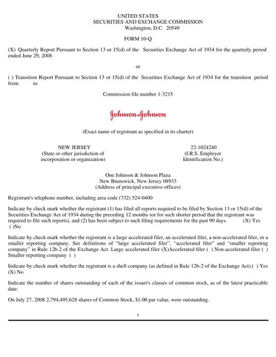 Miniature Johnson & Johnson Rapport trimestriel 2008-q2