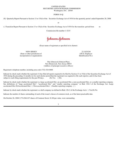 Miniature Johnson & Johnson Rapport trimestriel 2008-q3
