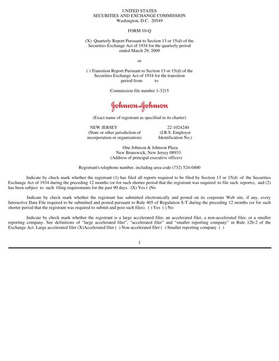 Miniature Johnson & Johnson Rapport trimestriel 2009-q1