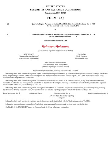 Miniature Johnson & Johnson Rapport trimestriel 2015-q2