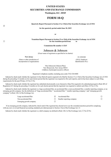 Miniature Johnson & Johnson Rapport trimestriel 2019-q2