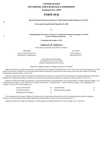 Miniature Johnson & Johnson Rapport trimestriel 2019-q3