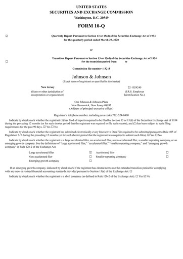 Miniature Johnson & Johnson Rapport trimestriel 2020-q1