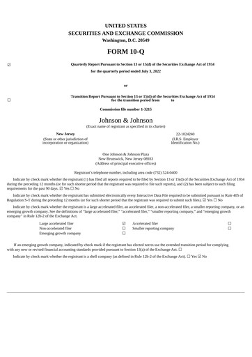 Miniature Johnson & Johnson Rapport trimestriel 2022-q2