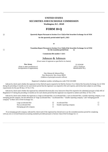 Miniature Johnson & Johnson Rapport trimestriel 2023-q1