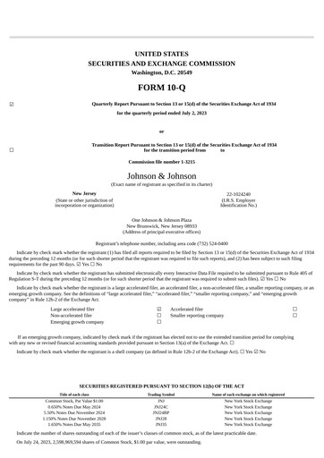 Miniature Johnson & Johnson Rapport trimestriel 2023-q2