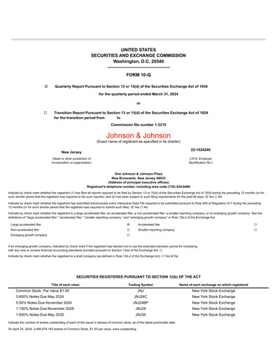 Miniature Johnson & Johnson Rapport trimestriel 2024-q1