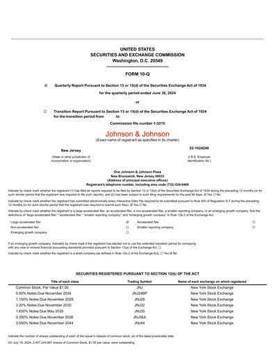Miniature Johnson & Johnson Rapport trimestriel 2024-q2