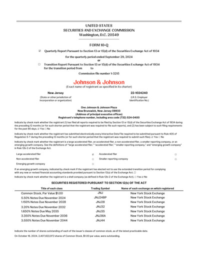 Miniature Johnson & Johnson Rapport trimestriel 2024-q3