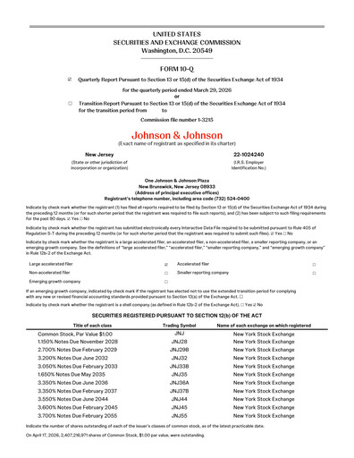 Thumbnail Johnson & Johnson Quarterly Report 2026-q1