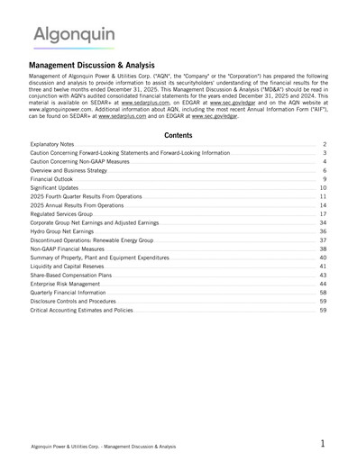 Thumbnail Algonquin Power & Utilities Financial Report 2025